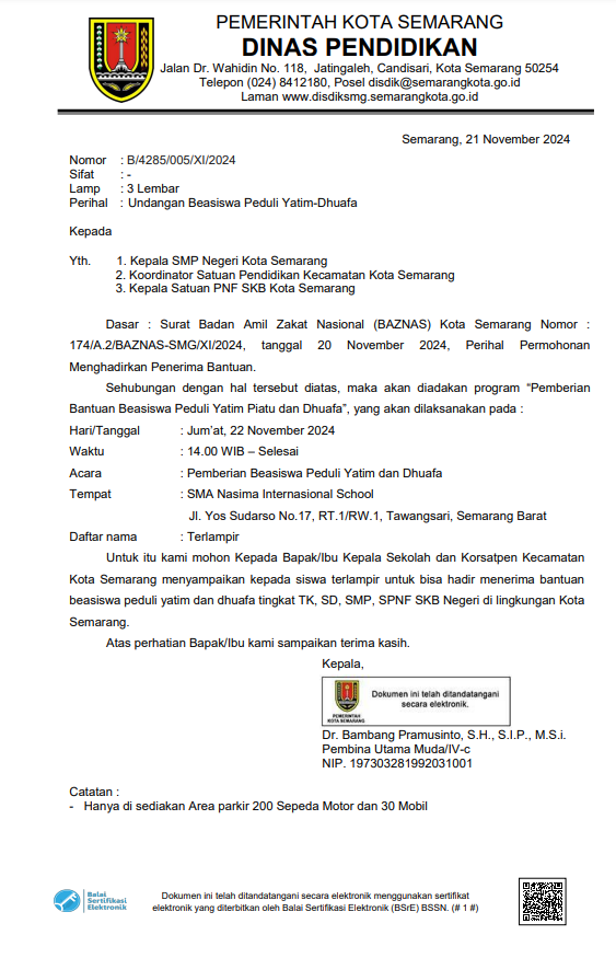 Undangan Beasiswa Peduli Yatim-Dhuafa